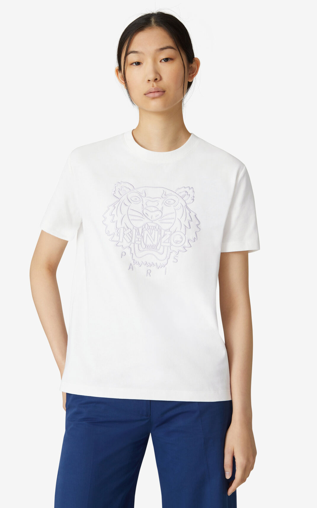 T Shirt Kenzo Loose Tiger Femme Blanche | JYWR-19423